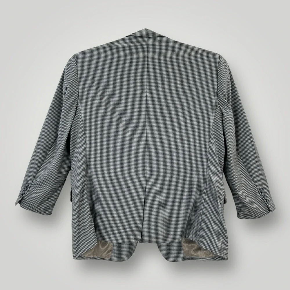 Joseph & Feiss Gold‎ Blazer Mens 44 SHORT Gray Check Single Breasted Wool Blend